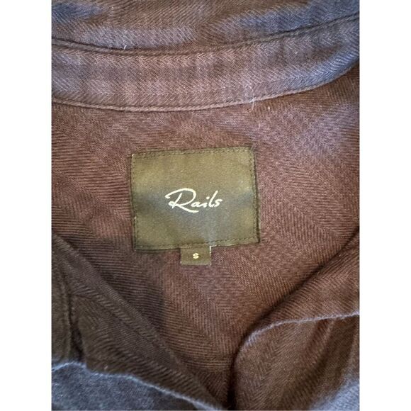 Rails flannel plaid shirt dress size small button front 100% rayon blue - Picture 4 of 7